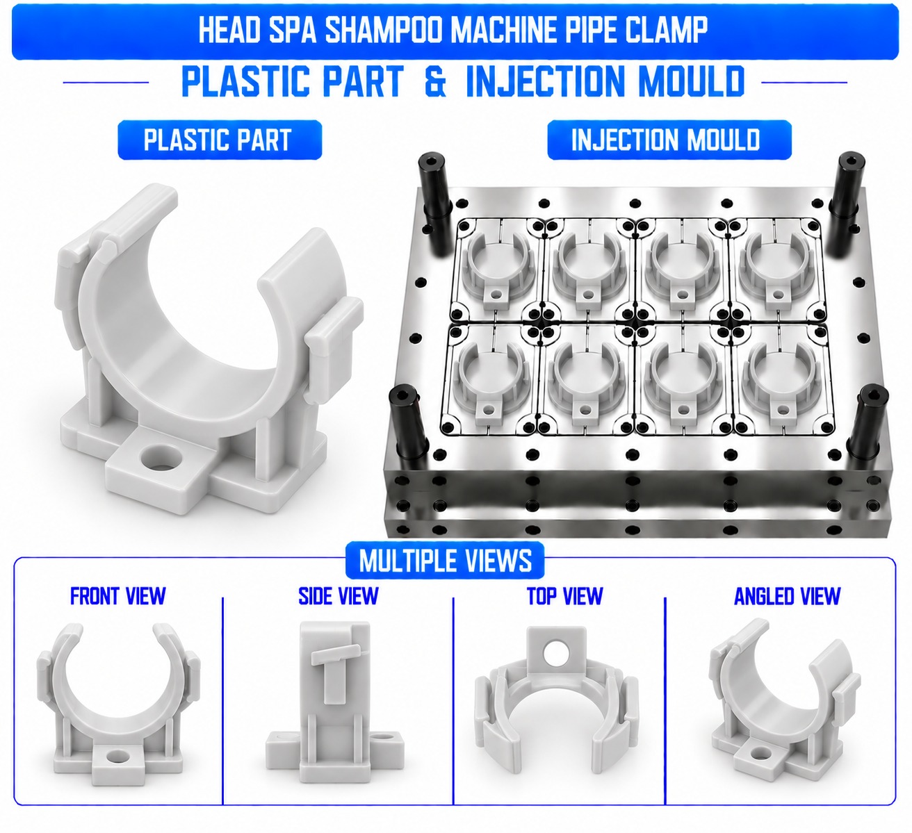 Head Spa Shampoo Machine Plastic Pipe Clamp Mould and Moulding Services